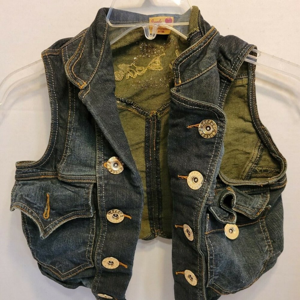Apple Bottoms Jean Denim Vest Size M Girls